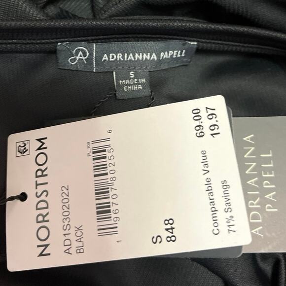 NEW Adrianna Papell Kaia Black Flutter Sleeve Ribbed Knit Crop Tee Blouse Top S - Picture 4 of 5